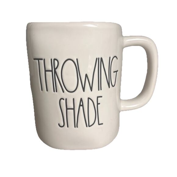 Rae Dunn Coffee Mug Throwing Shade Double Sided Blue Inside Sunglasses Funny EUC - Picture 2 of 9